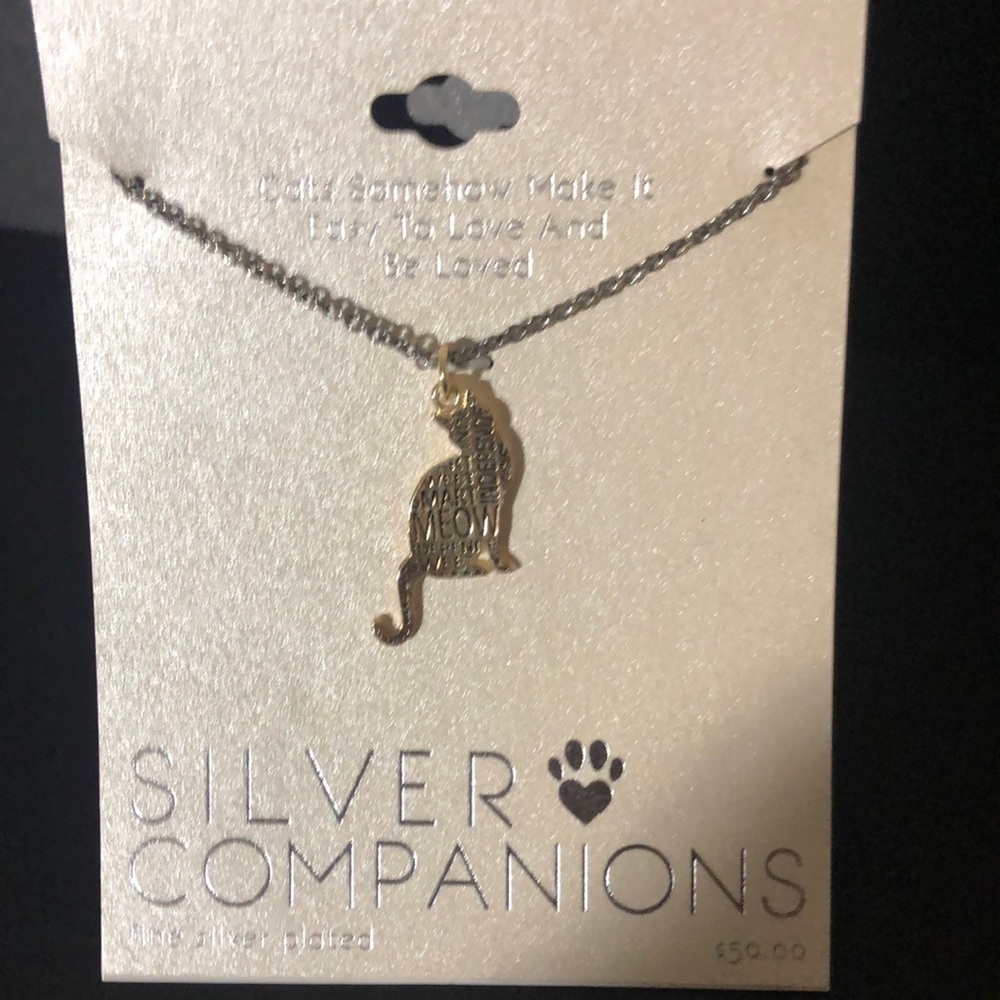 Silver companions cat lovers necklace​